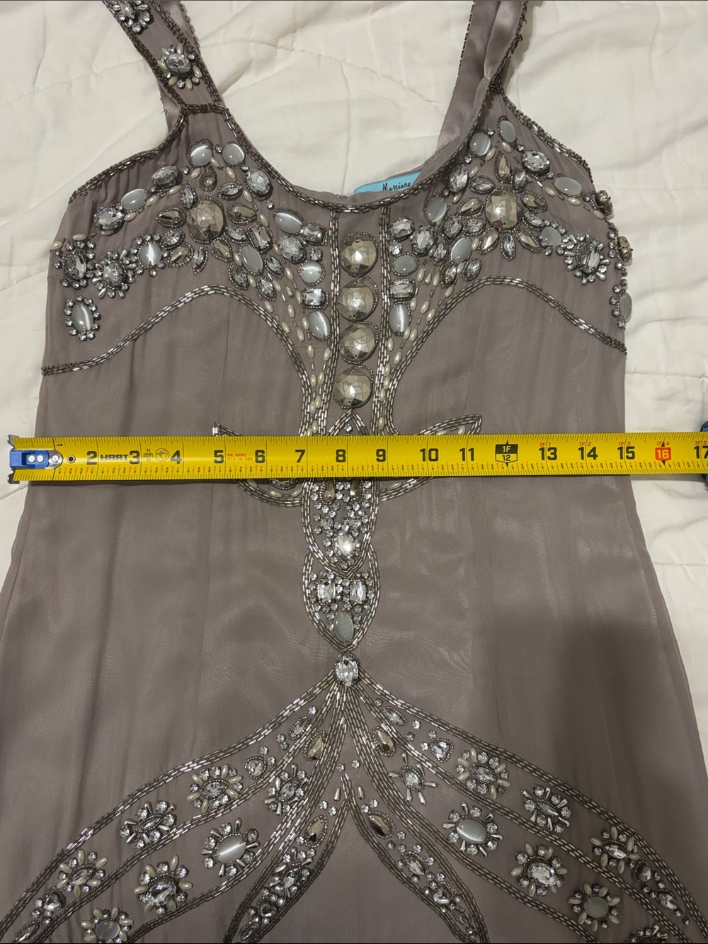 100% Silk Beaded Sleeveless Dress - Picture 6 of 7